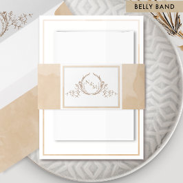 Elegante Beige Cream Watercolor, Monogram Wedding Einladungsbanderole