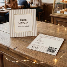 Elegante beige-creme gestreifte französische QR-Bä
