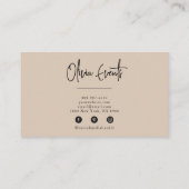 Elegante Beige Creme Minimalistisch Boho Chic Mode Visitenkarte (Rückseite)