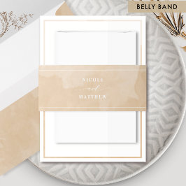 Elegante Beige Creme Watercolor, Hochzeit Einladungsbanderole