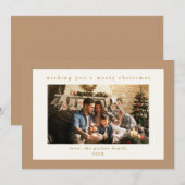 Elegante Beige Custom Foto Weihnachtskarte Feiertagskarte (Vorne/Hinten)