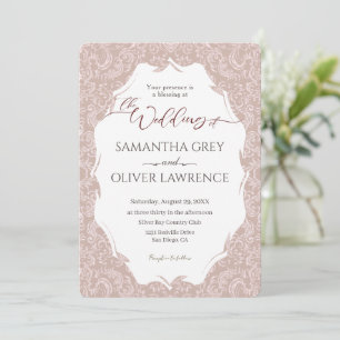 Elegante Beige Damask Einladung zur Hochzeit