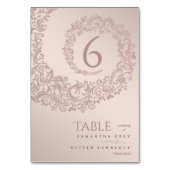 Elegante Beige Damask Hochzeit-Tischnummer Tischnummer (Rückseite)