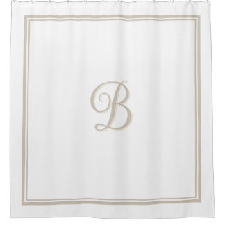 Elegante Beige Doppelgrenzschrift Monogram Duschvorhang