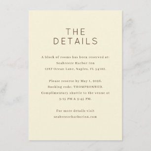Elegante Beige Eventdetails Begleitkarte