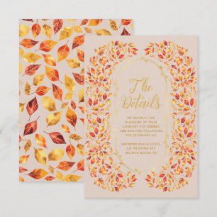 Elegante Beige Fall Rustikale Blätter Hochzeitsdet Begleitkarte