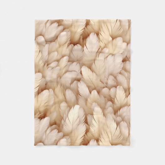 Elegante beige Federn Fleecedecke (Vorderseite)