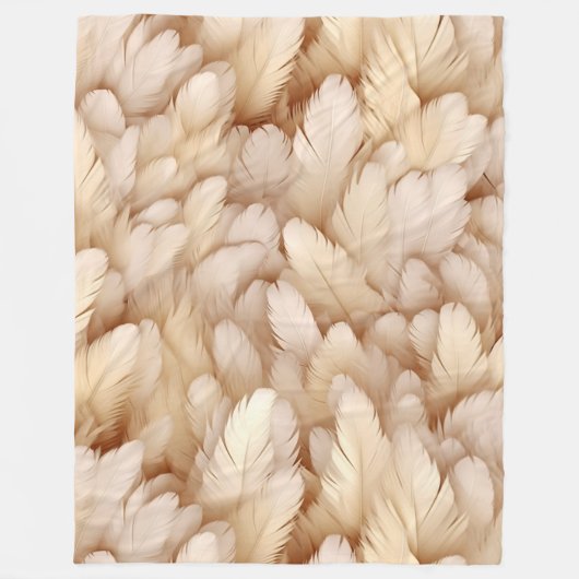 Elegante beige Federn Fleecedecke (Vorderseite)
