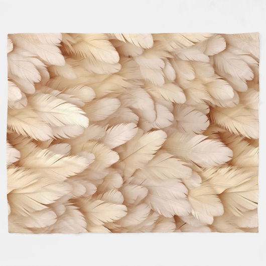 Elegante beige Federn Fleecedecke (Vorderseite (Horizontal))