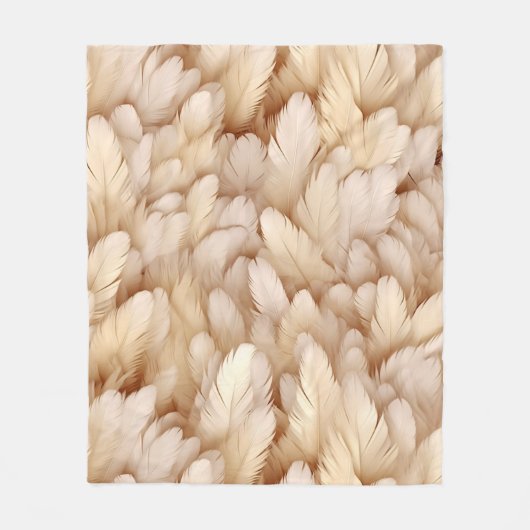 Elegante beige Federn Fleecedecke (Vorderseite)