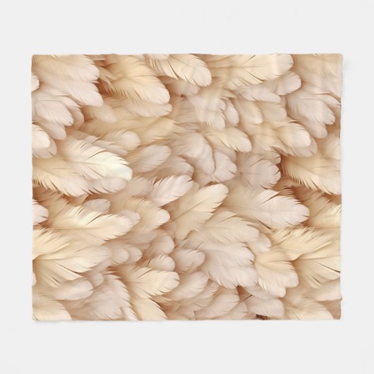 Elegante beige Federn Fleecedecke (Vorderseite (Horizontal))