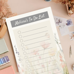 Elegante beige Flora-Wasserfarben-Wildblumen  Post-it Klebezettel