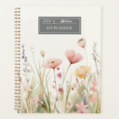 Elegante Beige Flora Wildblumen Planer (Vorderseite)