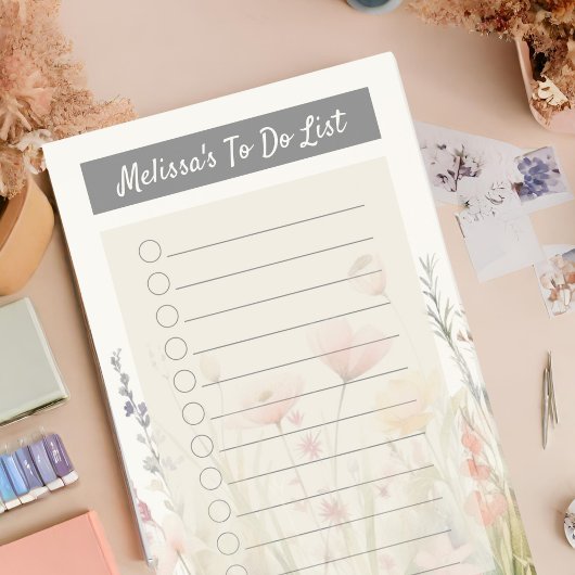 Elegante Beige Flora Wildblumen Post-it Klebezettel
