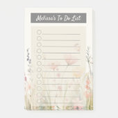 Elegante Beige Flora Wildblumen Post-it Klebezettel (Vorderseite)