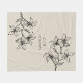 Elegante Beige Floral Monogram Wedding Fleecedecke (Vorderseite (Horizontal))