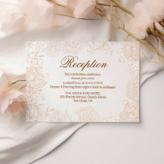 Elegante beige florale Empfangsdetails Karte Chic