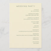 Elegante beige florale Hochzeit Programm (Rückseite)