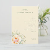 Elegante beige florale Hochzeit Programm (Stehend Vorderseite)
