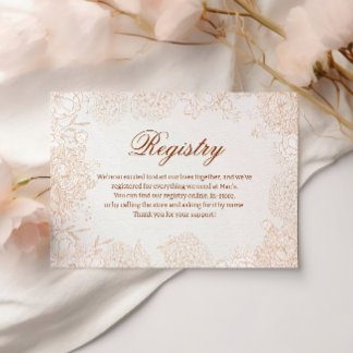 Elegante beige florale Hochzeitsregistrierung Mini Begleitkarte