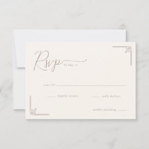 Elegante Beige Geometrische RSVP Karte