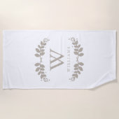 Elegante Beige Gerahmt Monogram Strandtuch (Vorderseite)