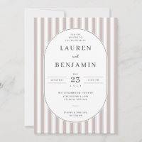 Elegante beige gestreifte Hochzeits-Einladung