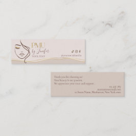 Elegante Beige & Gold PMU Dankeskarten Treuekarte