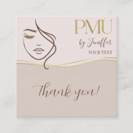 Elegante Beige & Gold PMU Dankeskarten Treuekarte