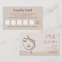 Elegante Beige & Gold PMU Treueprogramm Treuekarte