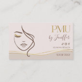 Elegante Beige & Gold PMU Treueprogramm Treuekarte (Rückseite)