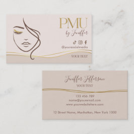 Elegante Beige & Gold PMU Visitenkarte