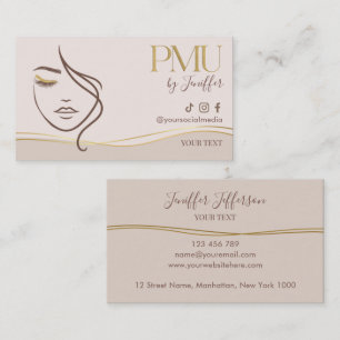 Elegante Beige & Gold PMU Visitenkarte