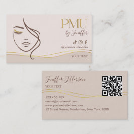 Elegante Beige & Gold PMU Visitenkarte