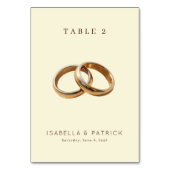Elegante Beige Gold Ringe Tischnummer (Rückseite)
