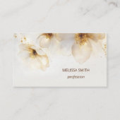 Elegante Beige Gold Watercolor Blume Visitenkarte (Vorderseite)