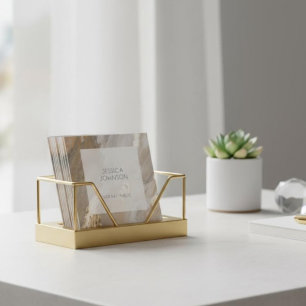 Elegante Beige Gold Watercolor QR Notar Public Quadratische Visitenkarte