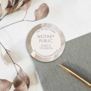 Elegante Beige Gold Watercolor QR Notar Public Runder Aufkleber