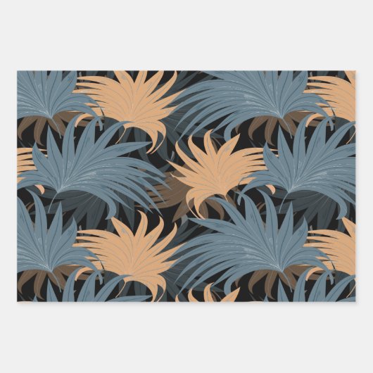 Elegante Beige Gray Palm Blätter Foliage Exotic (Vorderseite 2)
