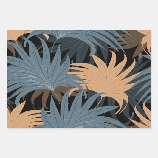 Elegante Beige Gray Palm Blätter Foliage Exotic (Vorderseite)