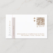 Elegante Beige Hair Stylist Business Card Visitenkarte (Rückseite)