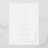 Elegante Beige Hand Drawn Bow & Ribbon Wedding Folieneinladung (Vorderseite)