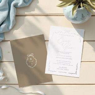 Elegante beige handgezeichnete Bogen- und Band-Hoc Folieneinladung