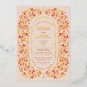 Elegante Beige Herbstlaubs Rustic Boho Wedding Folieneinladung (Vorderseite)