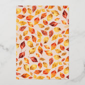 Elegante Beige Herbstlaubs Rustic Boho Wedding Folieneinladung (Rückseite)