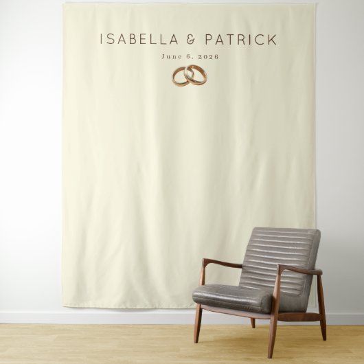 Elegante beige Hochzeitsringe Wandteppich (Beispiel)