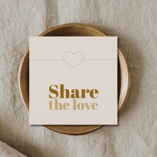 Elegante Beige Ikone Golden Heart Empfehlungskarte