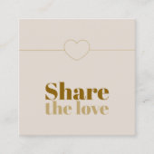 Elegante Beige Ikone Golden Heart Empfehlungskarte (Vorderseite)