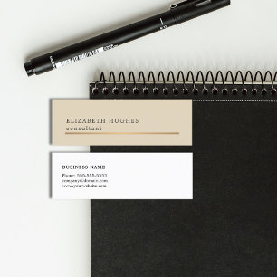 Elegante beige Imitat-Goldlinie Berater Mini Visitenkarte