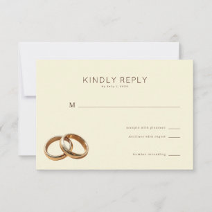 Elegante beige ineinandergreifende Ringe RSVP Karte